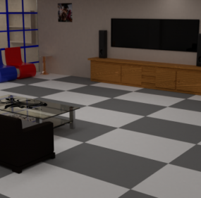 シンプルなスタイルの部屋3Dモデル