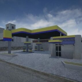 Gas Station Architecture Building 3d model