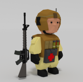 Lowpoly Rigged Cartoon Soldier 3d model
