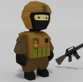 Lowpoly Rigged Tecknad Soldier V1 3d-modell