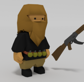Lowpoly Rigged Soldier With Gun 3d model