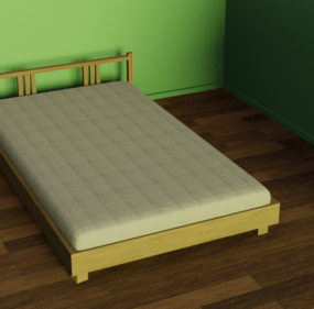 Lowpoly 3д модель двуспальной кровати