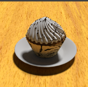 Cupcake On Table 3d model