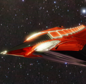 Model 3d Kapal Angkasa Bintang Merah