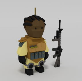 Lowpoly Rigged Soldier 3d model