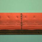 Orange Fabric Bench Sofa