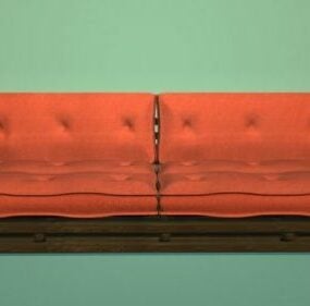 Orange Fabric Bench Sofa 3d model