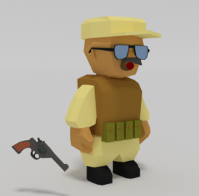 Rigged Soldat Lowpoly 3D-modell
