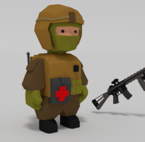 Cartoon Lowpoly Rigged Soldier V1 3d model