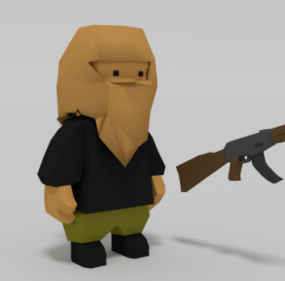 Lowpoly pelaamista Rigged Soldier 3d malli