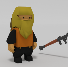 Rigged Soldado con pistola modelo 3d
