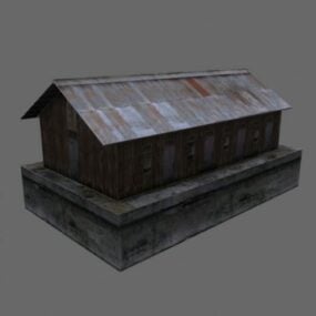 3д модель старого дома с ржавой крышей