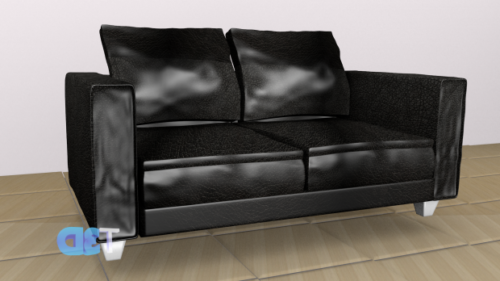 Czarna skórzana sofa dla 2 osób