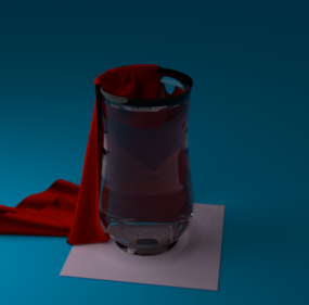 Skleněná váza s látkou 3D model