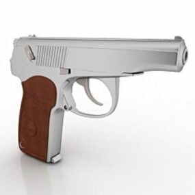 Stříbrný 3D model pistole