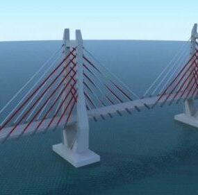 דגם תלת מימד של גשר עם כבלים