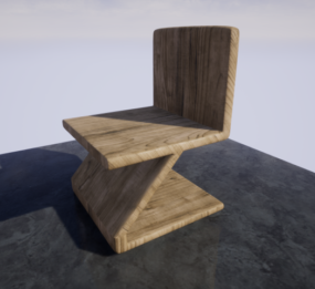 Wooden Chair Z Shaped Leg 3d model