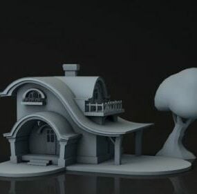 Tegneserie Cute House 3d-modell