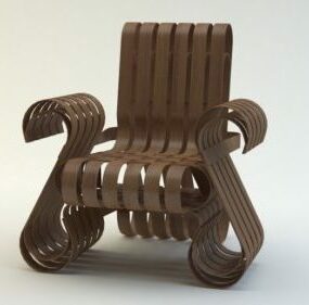 3д модель деревянного стула изогнутой формы