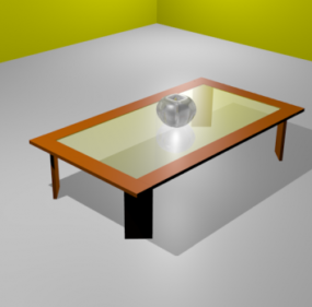 Coffee Glass Table Wooden Frame 3d model