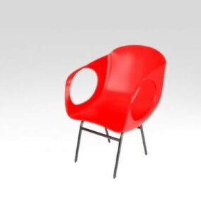 Red Plastic Chair V1 3d model