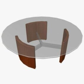 Coffee Table Round Glass Top V1 3d model