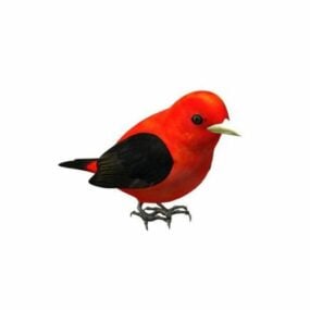 3д модель птицы красного цвета