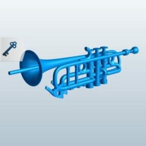 Mô hình 3d nhạc cụ Bombarde vàng