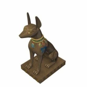 Egyptisk hund statue 3d model