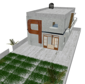 Small Modern House Stone Material 3d model