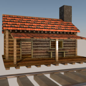 Wooden Town House 3d model