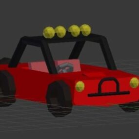 Lowpoly Red Cartoon Car 3d model