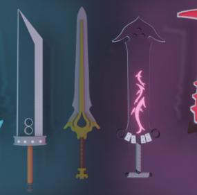 Slavný 3D model herních mečů