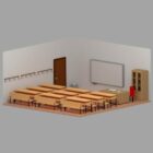 Lowpoly Classroom With Furniture