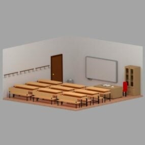Lowpoly Classroom With Furniture 3d model
