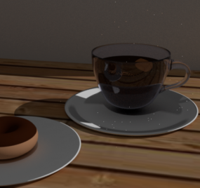 Mô hình 3d bánh rán ngon với cà phê