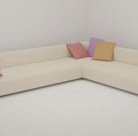 White Simple Corner Sofa 3d model