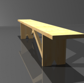 African Wood Bench 3d model
