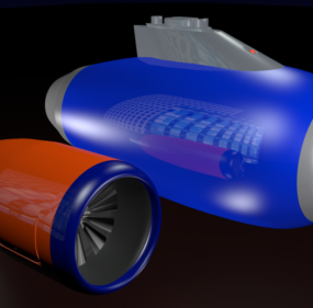 Lentokoneen turbomoottorin 3d-malli