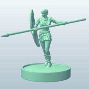Personaje guerrero amazona con lanza modelo 3d