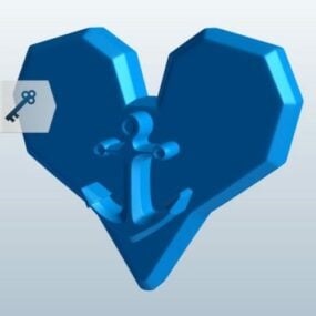 نموذج قلب مع مرساة ثلاثي الأبعاد