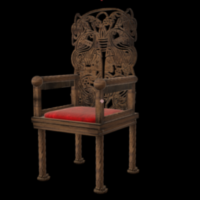 صندلی عتیقه طرح قدیمی حکاکی شده مدل سه بعدی
