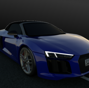 أودي R8 سبايدر نموذج السيارة الزرقاء 3D