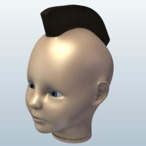 Tête de poupée bébé cheveux Mohawks modèle 3D