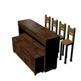 Bar Chairs With Old Table 3d model