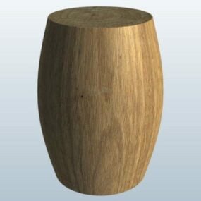 Wood Barrel Stool 3d model