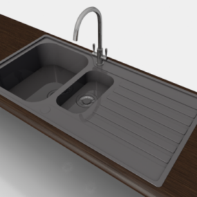 Basic Design Kitchen Sink And Tap 3d model