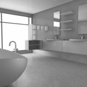 सफेद स्नान दृश्य Lowpoly 3d मॉडल
