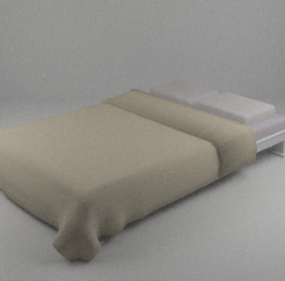 Einfaches Doppelbett mit Decke 3D-Modell