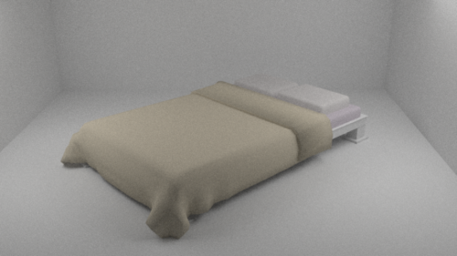 Einfaches Bett mit Decke